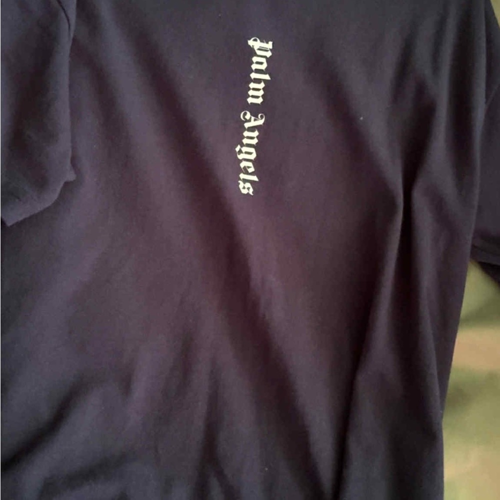 Palm Angels Dark Blue Tee with White Logo